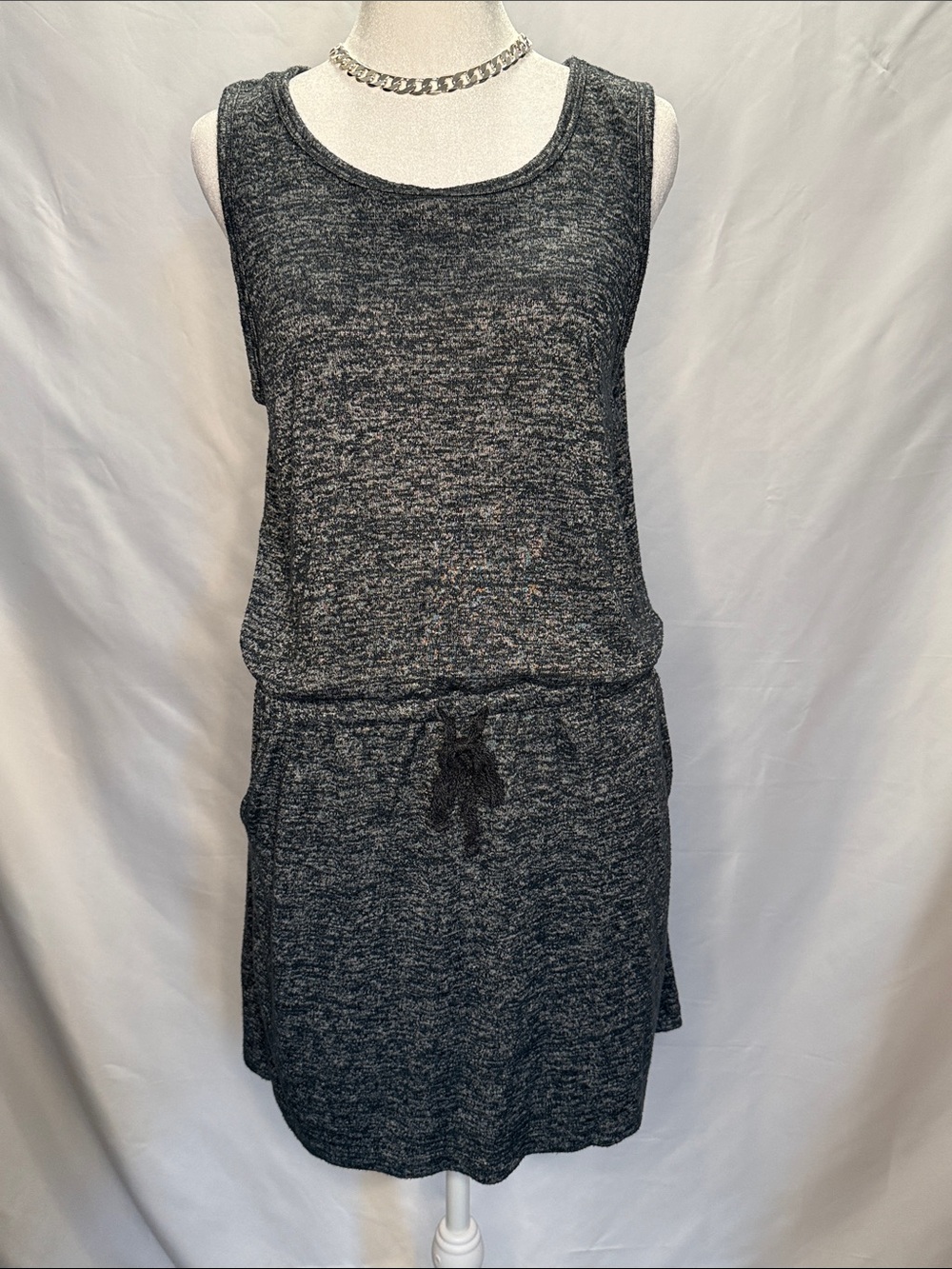 LOFT Charcoal Gray Tank Drawstring Mini Dress